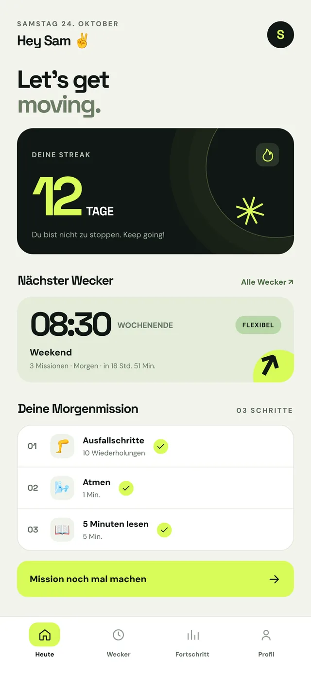 Dein Tag auf einen Blick